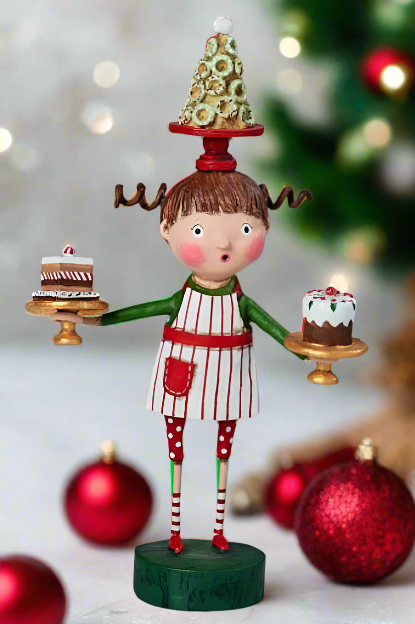 ESC and Company Patty Cake Christmas Girl Figurine Lori Mitchell 15530 - The Primitive Pineapple Collection