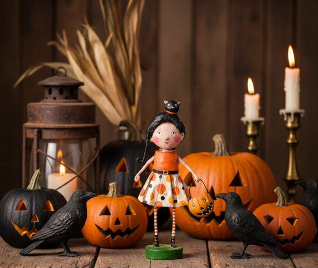 ESC Folk art Collectable Halloween Kit Kat Lori Mitchell 16716 - The Primitive Pineapple Collection