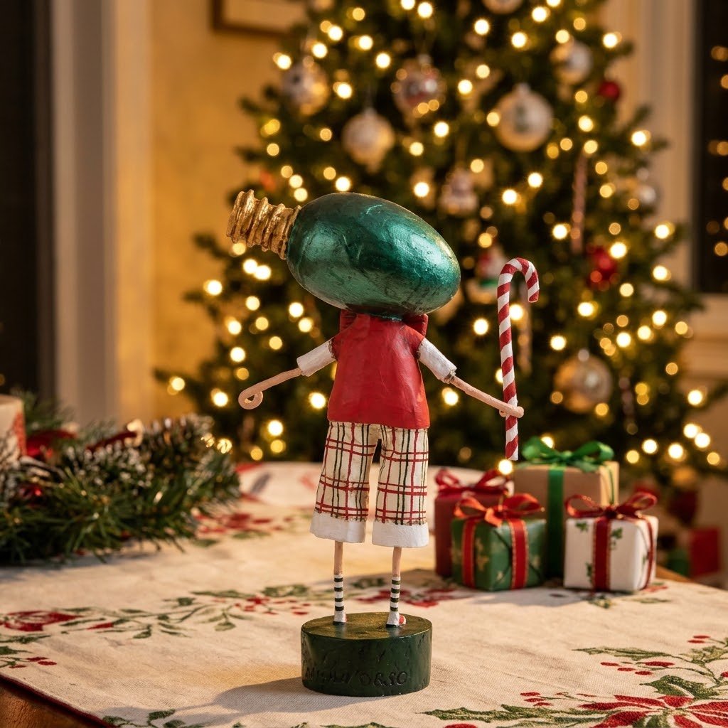 Lori Mitchell All AGlow Christmas Figurine - The Primitive Pineapple Collection