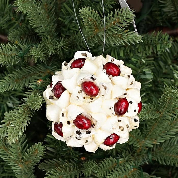 Primitive Christmas 3" Faux Popcorn and Cranberry Kissing Ball - The Primitive Pineapple Collection