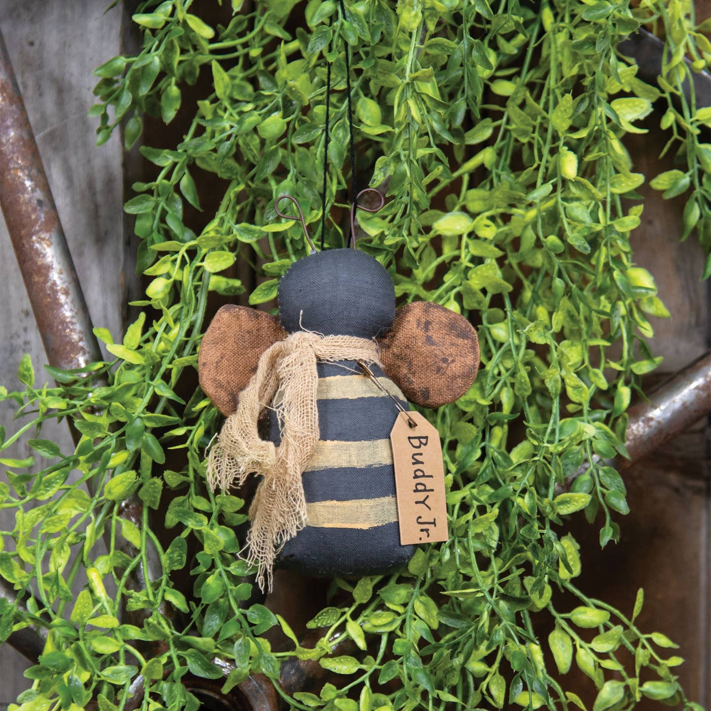 Primitive Farmhouse Stuffed Buddy Jr. Bee Ornament - The Primitive Pineapple Collection