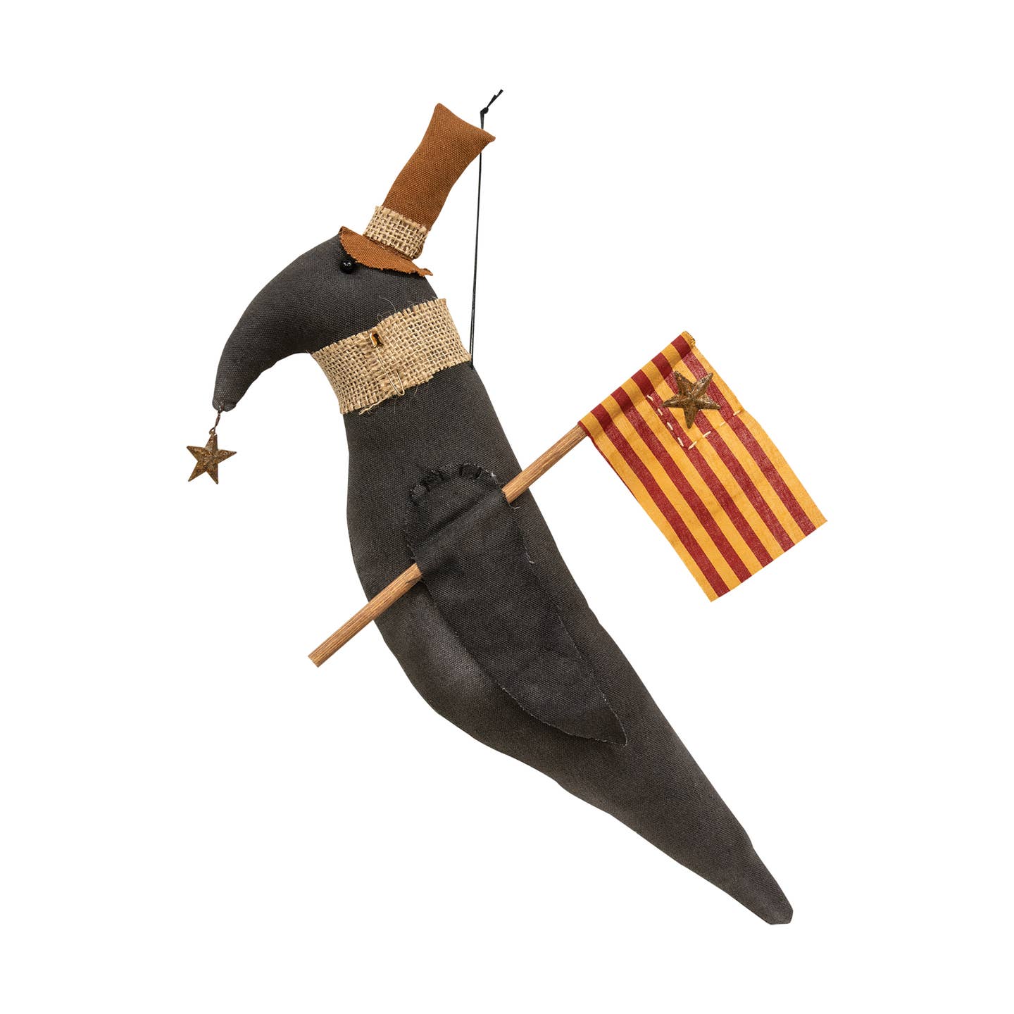 Primitive Farmhouse Patriotic Crow with Flag - The Primitive Pineapple Collection