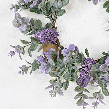 Farmhouse Spring 14in Lavender Eucalyptus Wreath - The Primitive Pineapple Collection