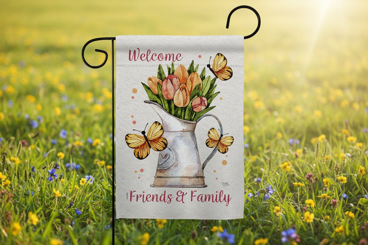 Farmhouse Friends & Family Garden Floral Flag - The Primitive Pineapple Collection