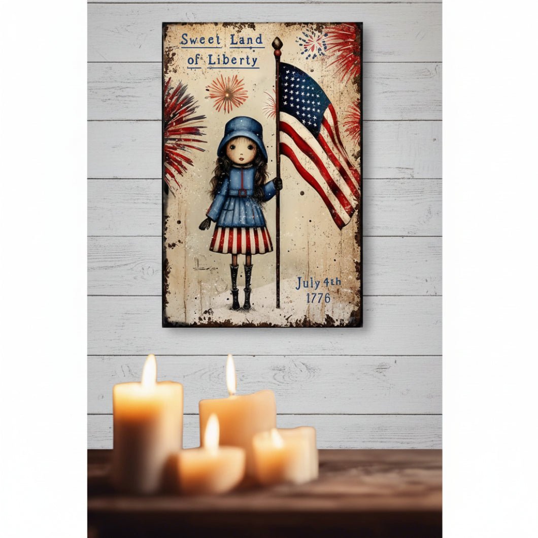 250th Anniversary Metal Sign 8x12 – Sweet Land of Liberty - The Primitive Pineapple Collection