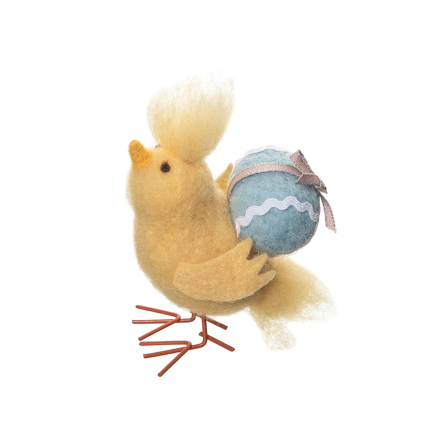 Primitive Farmhouse Spring 3.5โ Felt Chick with Egg Figurine - The Primitive Pineapple Collection