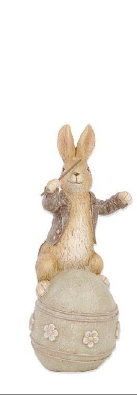 Farmhouse Spring Easter 8 Inch Brown Resin Musical Bunnies on Eggs 3 Designs - The Primitive Pineapple Collection