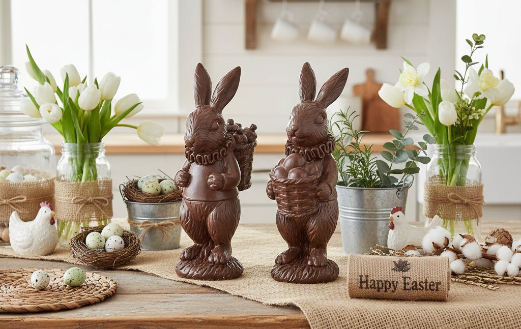 Primitive Spring Faux 6.25 Inch Resin Chocolate Easter Bunny Figurine