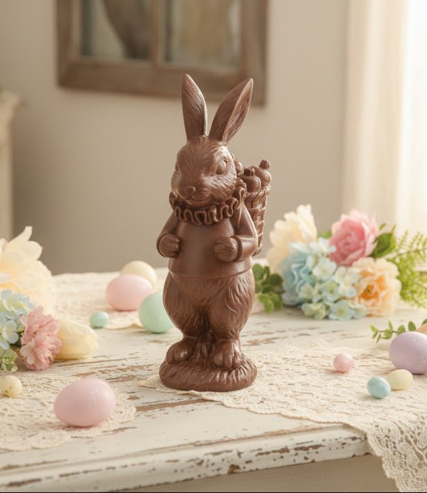 Primitive Spring Faux 6.25 Inch Resin Chocolate Easter Bunny Figurine