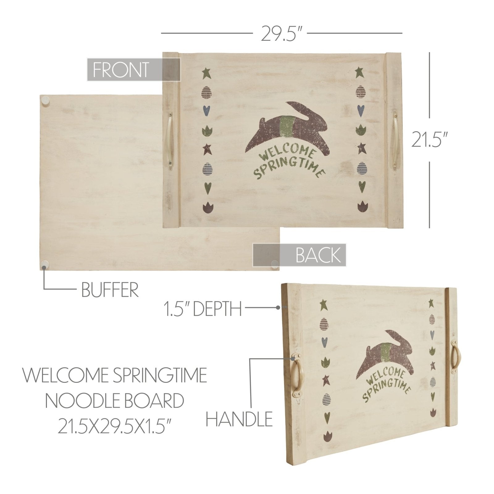 Primitive Farmhouse Welcome Springtime Noodle Board 21.5x29.5 - The Primitive Pineapple Collection