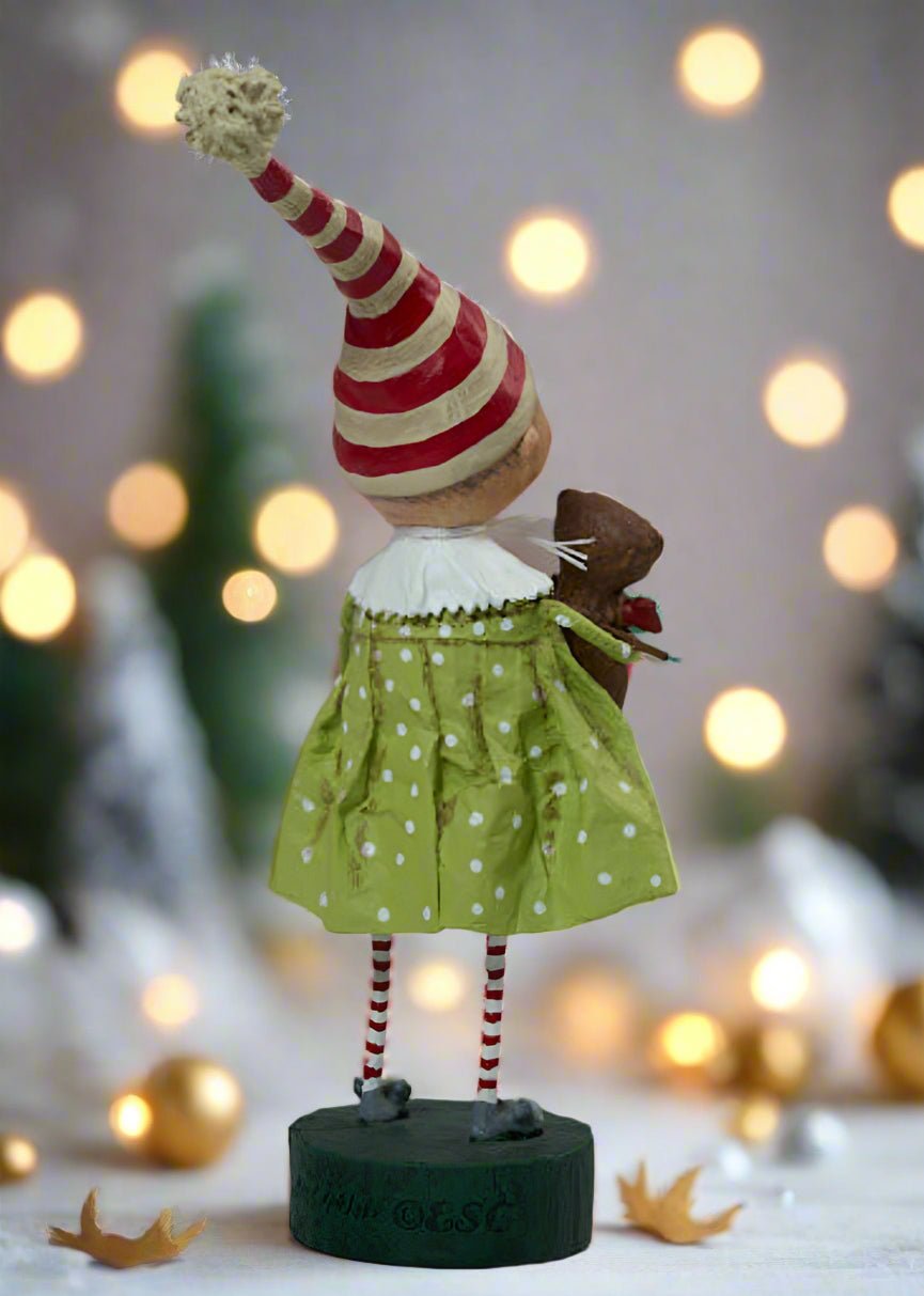 Christmas Lori Mitchell Girl Discovering Santa Figurine 22904 - The Primitive Pineapple Collection
