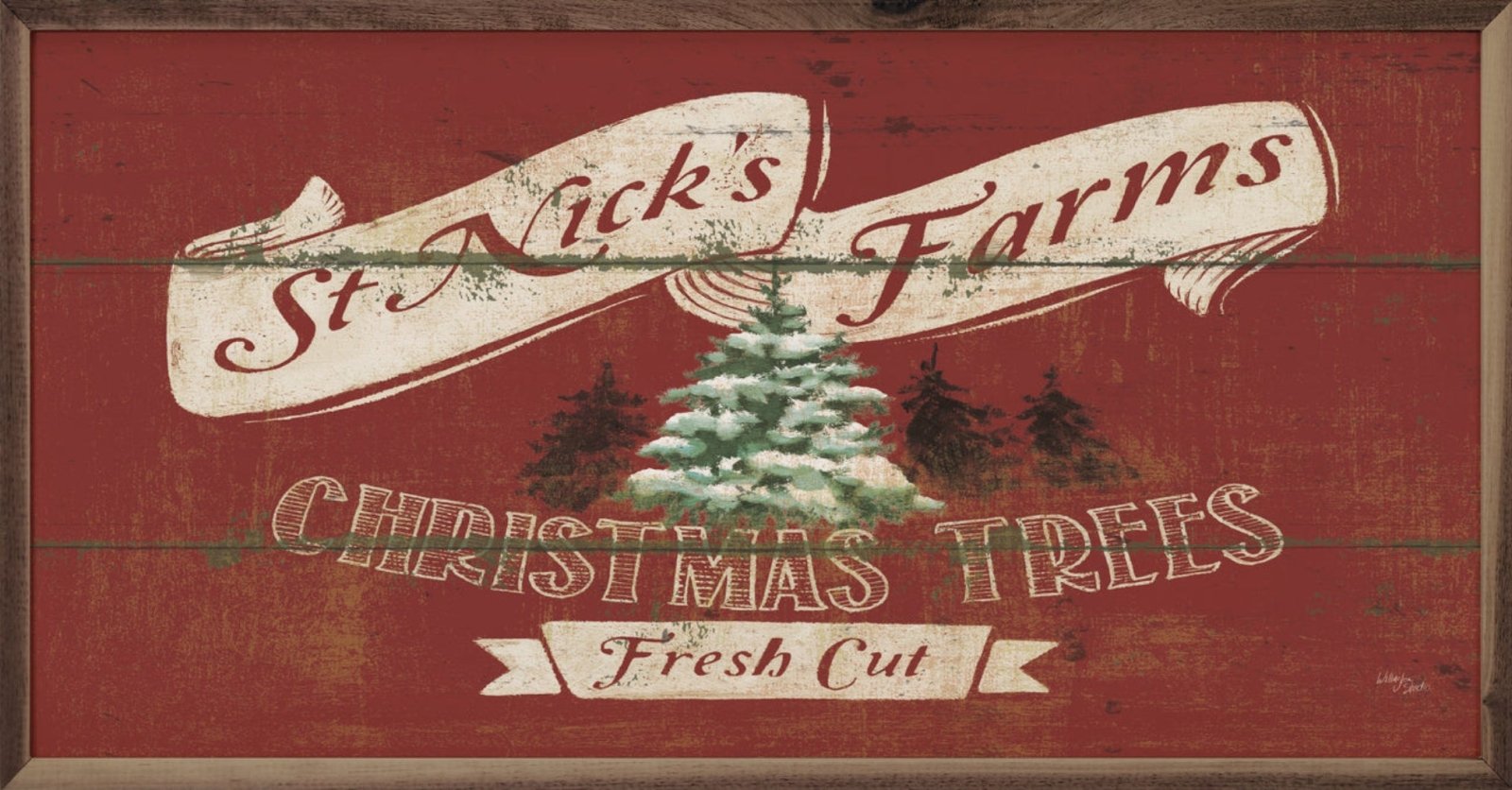 Handcrafted Christmas Walnut Framed St Nick&