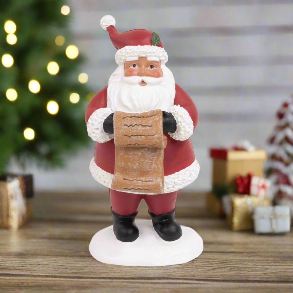 Blossom Bucket Christmas Santa Reading Figurine List Shelf Sitter - The Primitive Pineapple Collection
