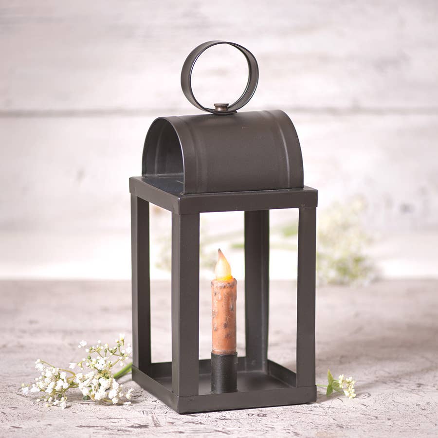 Primitive Colonial Taper Candle Lantern in Black Tin - The Primitive Pineapple Collection