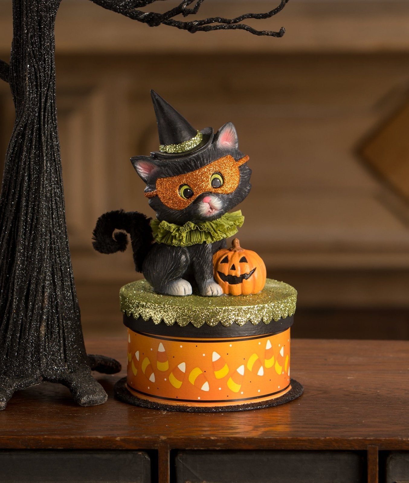 Bethany Lowe Halloween Kitty Binks on Box TL3355 - The Primitive Pineapple Collection
