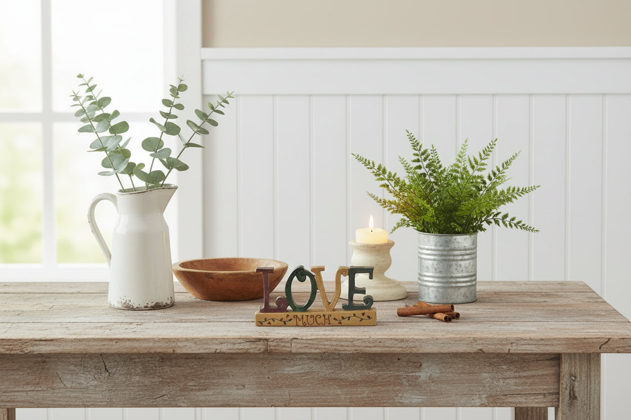 Primitive Farmhouse 5" Love Much Shelf Sitter - The Primitive Pineapple Collection