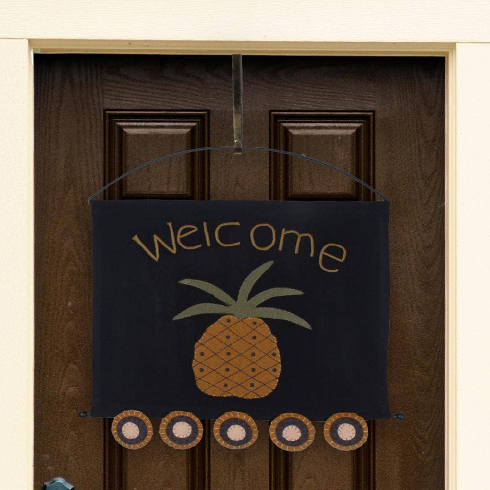 Colonial Primitive Pineapple Welcome Pennant Wall Hanger 16"H - The Primitive Pineapple Collection