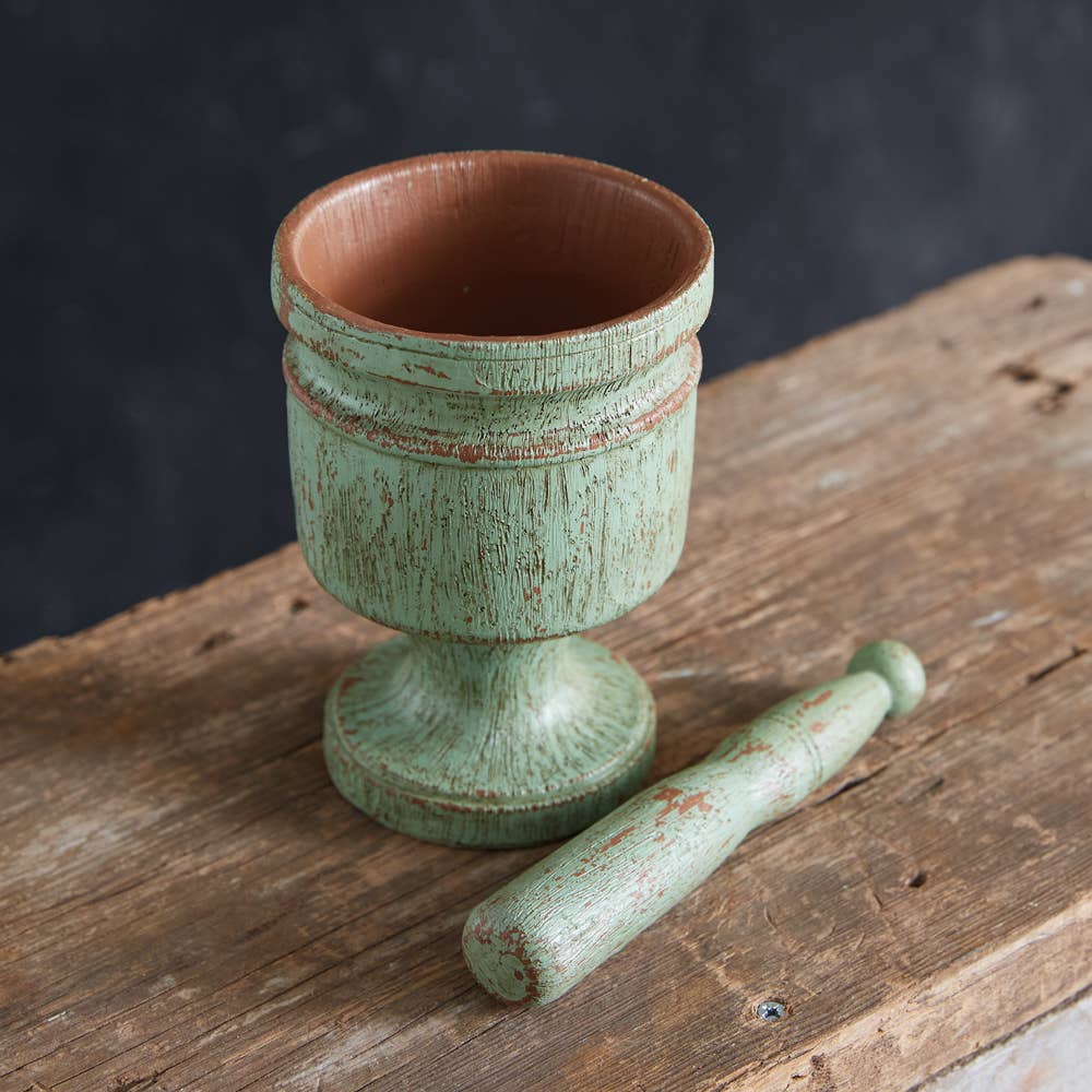 Primitive Farmhouse Decorative Mortar and Pestle - The Primitive Pineapple Collection