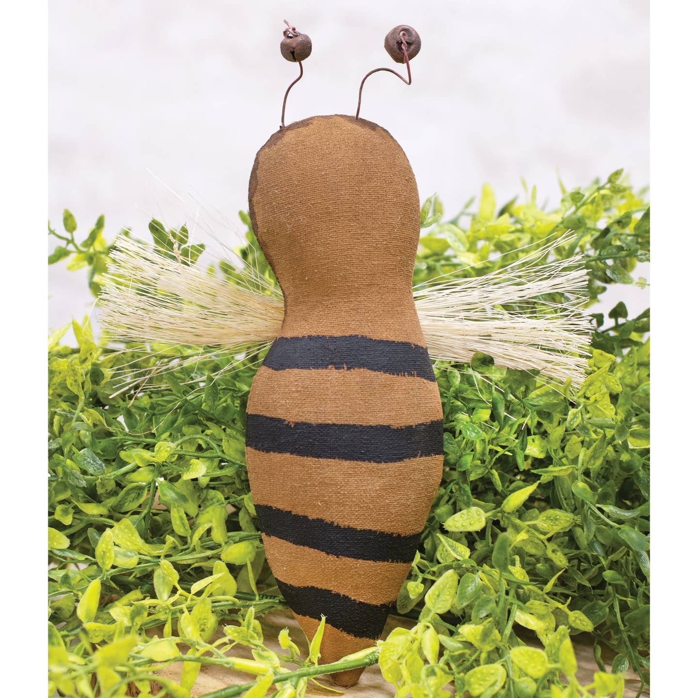 Primitive Farmhouse Stuffed Stiffened Fabric Primitive Bee Ornament 7.5" - The Primitive Pineapple Collection