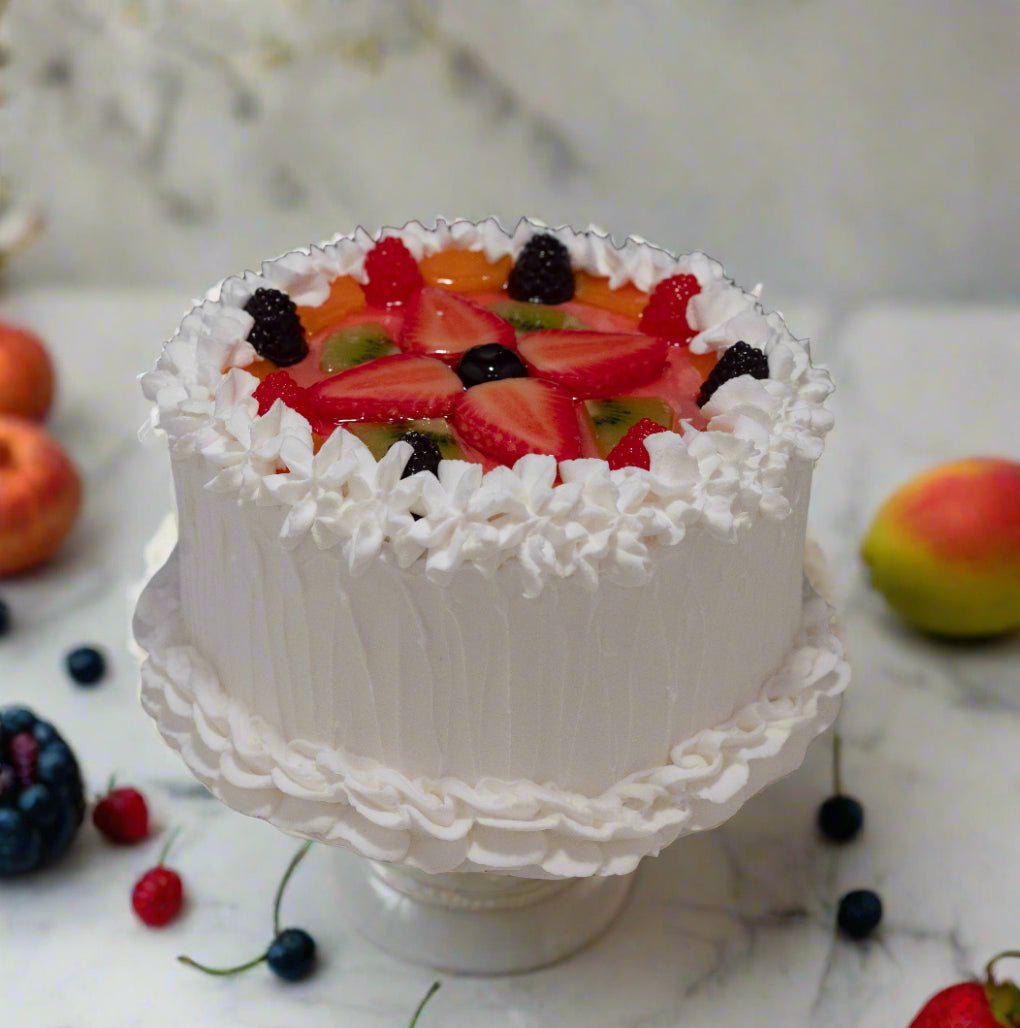 Farmhouse Handcrafted USA Faux Vanilla Cake Topped with Fruit - The Primitive Pineapple Collection
