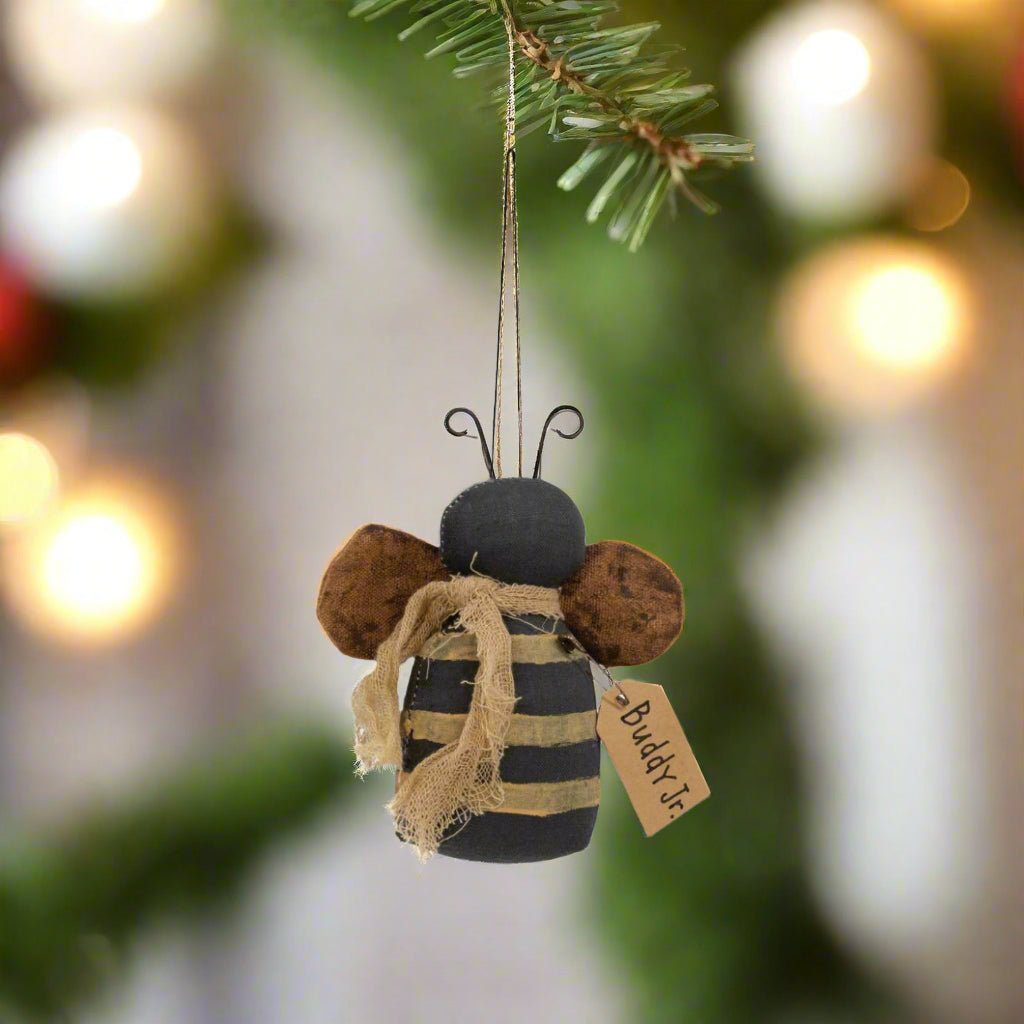 Primitive Farmhouse Stuffed Buddy Jr. Bee Ornament - The Primitive Pineapple Collection