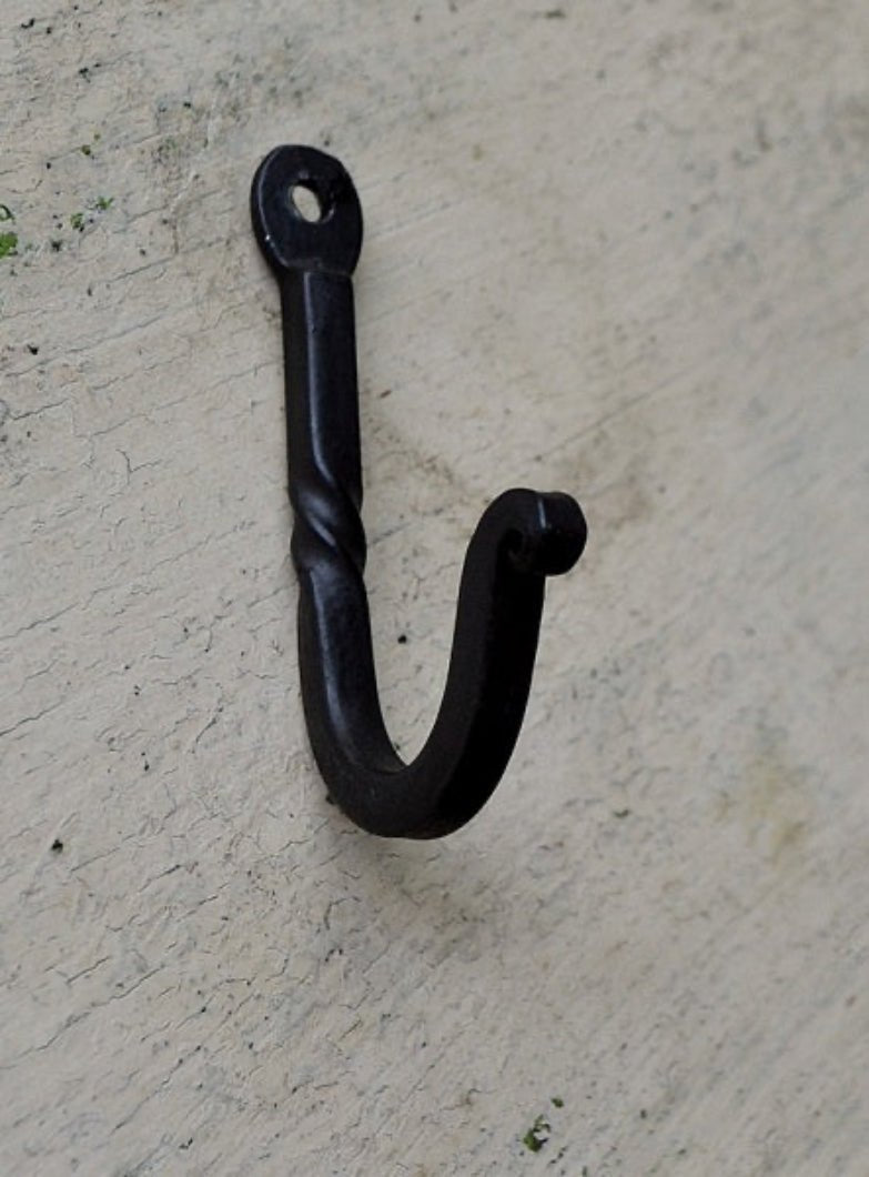 Primitive Colonial Wrought Iron 2.5" Braided Black Hook - The Primitive Pineapple Collection