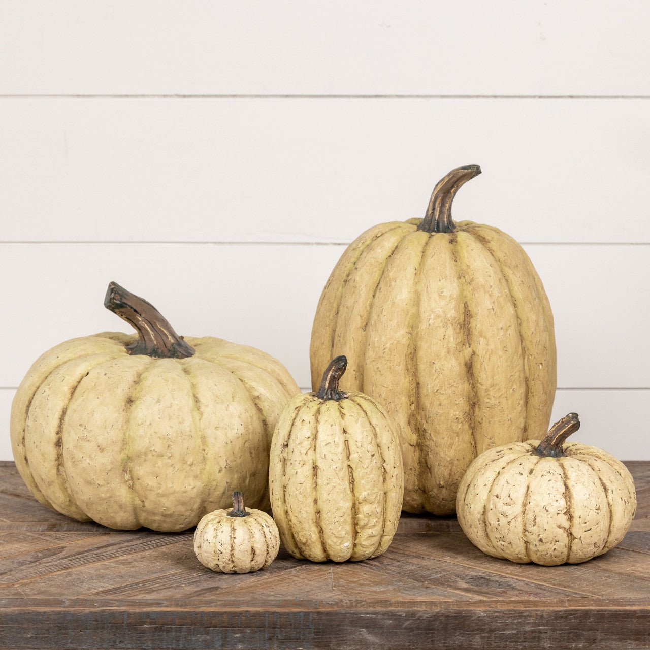 Ragon House Life-Size Primitive White Pumpkin – 14" Tall Mache Fall Decor - The Primitive Pineapple Collection