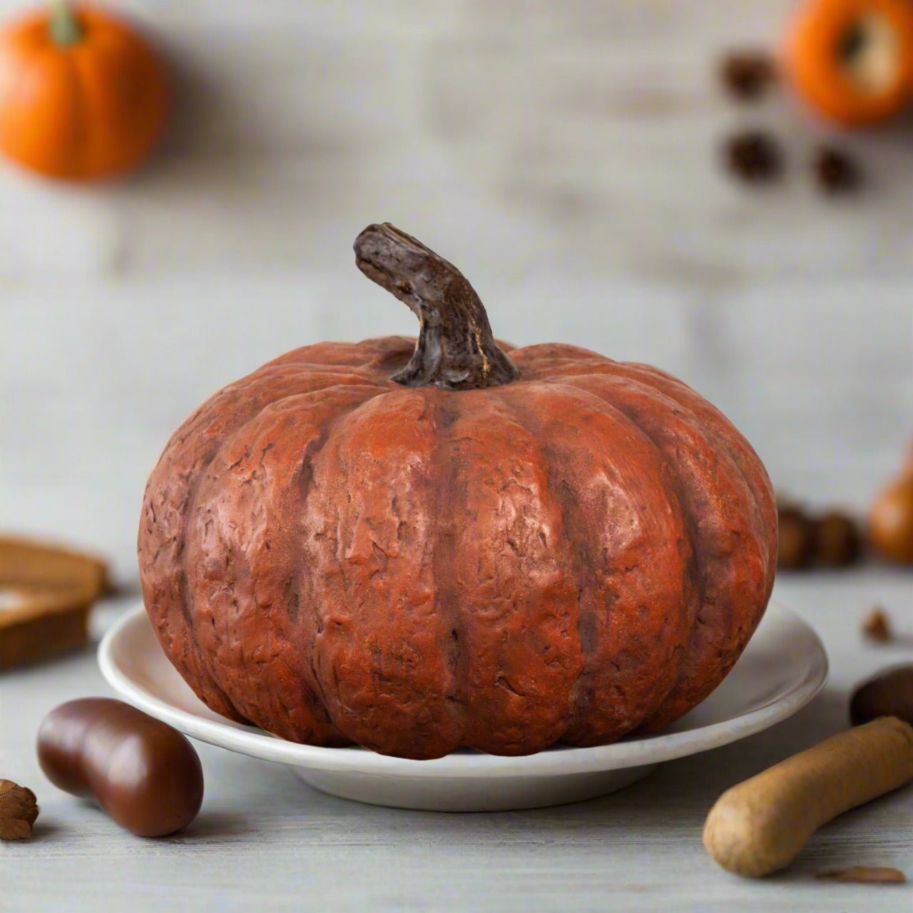 Primitive Ragon House Halloween Fall 12" x 9" Life Size Orange Pumpkin - The Primitive Pineapple Collection