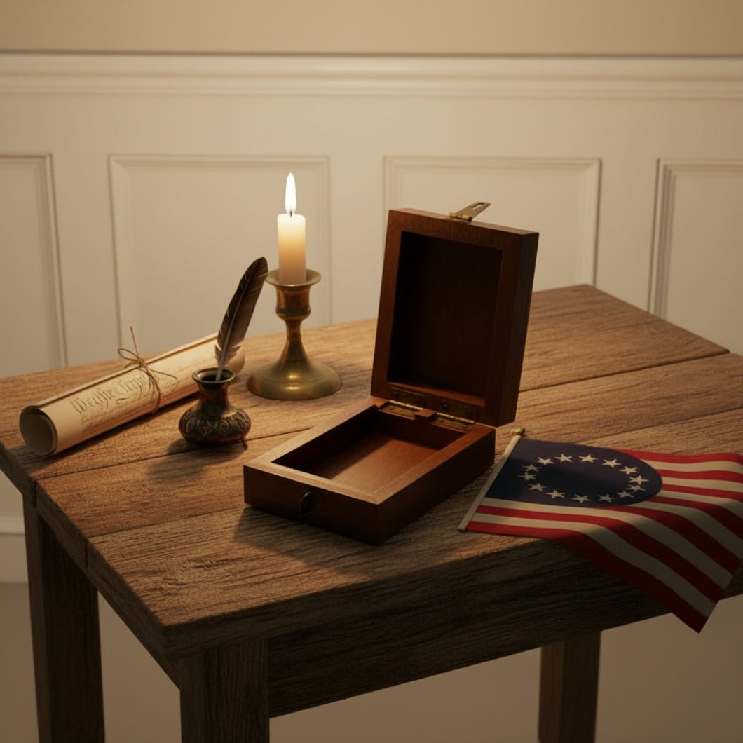 Handcrafted Teak Wood Eagle Playing Card Box – Americana Etched Storage Box, 4 - 5/8" - The Primitive Pineapple Collection