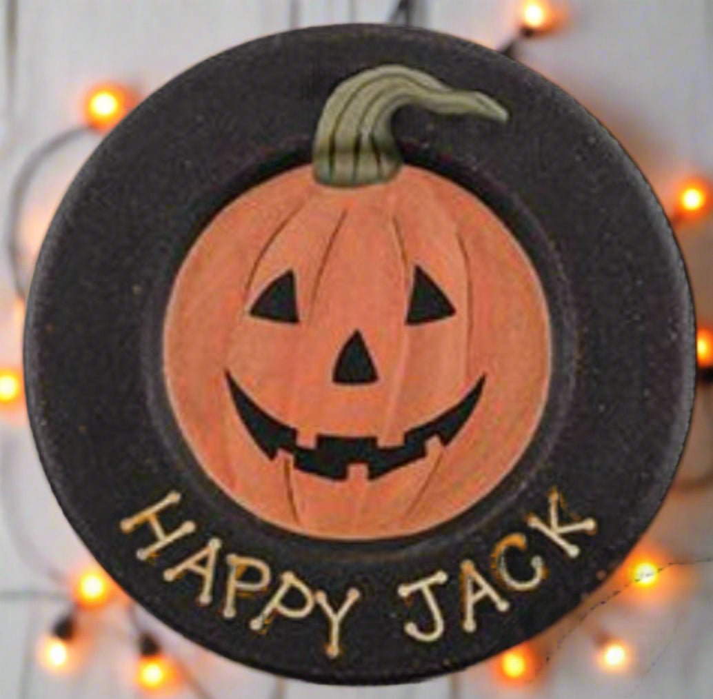 Primitive Fall Folk Art Halloween Wood Plate 3 Assorted - The Primitive Pineapple Collection