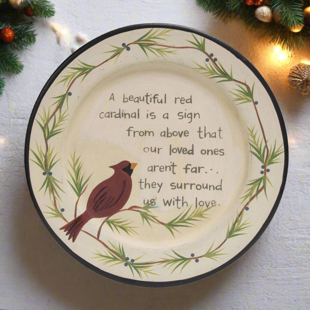 Primitive Lost Loved One Cardinal Plate 11.25" - The Primitive Pineapple Collection