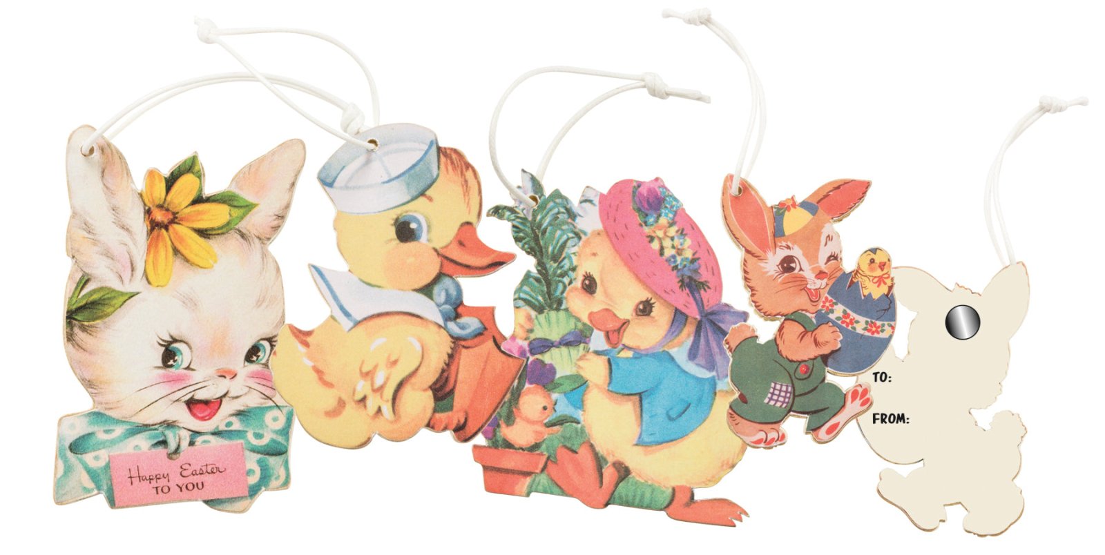 Primitive Retro Vintage Easter Ornament 4 pc Set - The Primitive Pineapple Collection