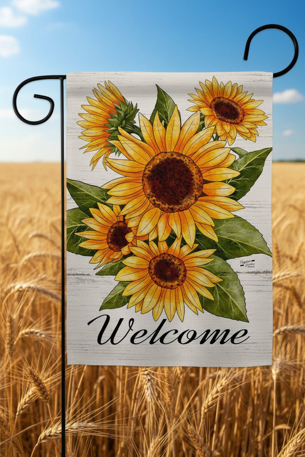 Farmhouse Happiness Sunflowers Garden Floral Decor Flag - The Primitive Pineapple Collection