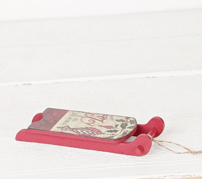 Christmas Vintage Look Joy To The World Sled Ornament 6" - The Primitive Pineapple Collection