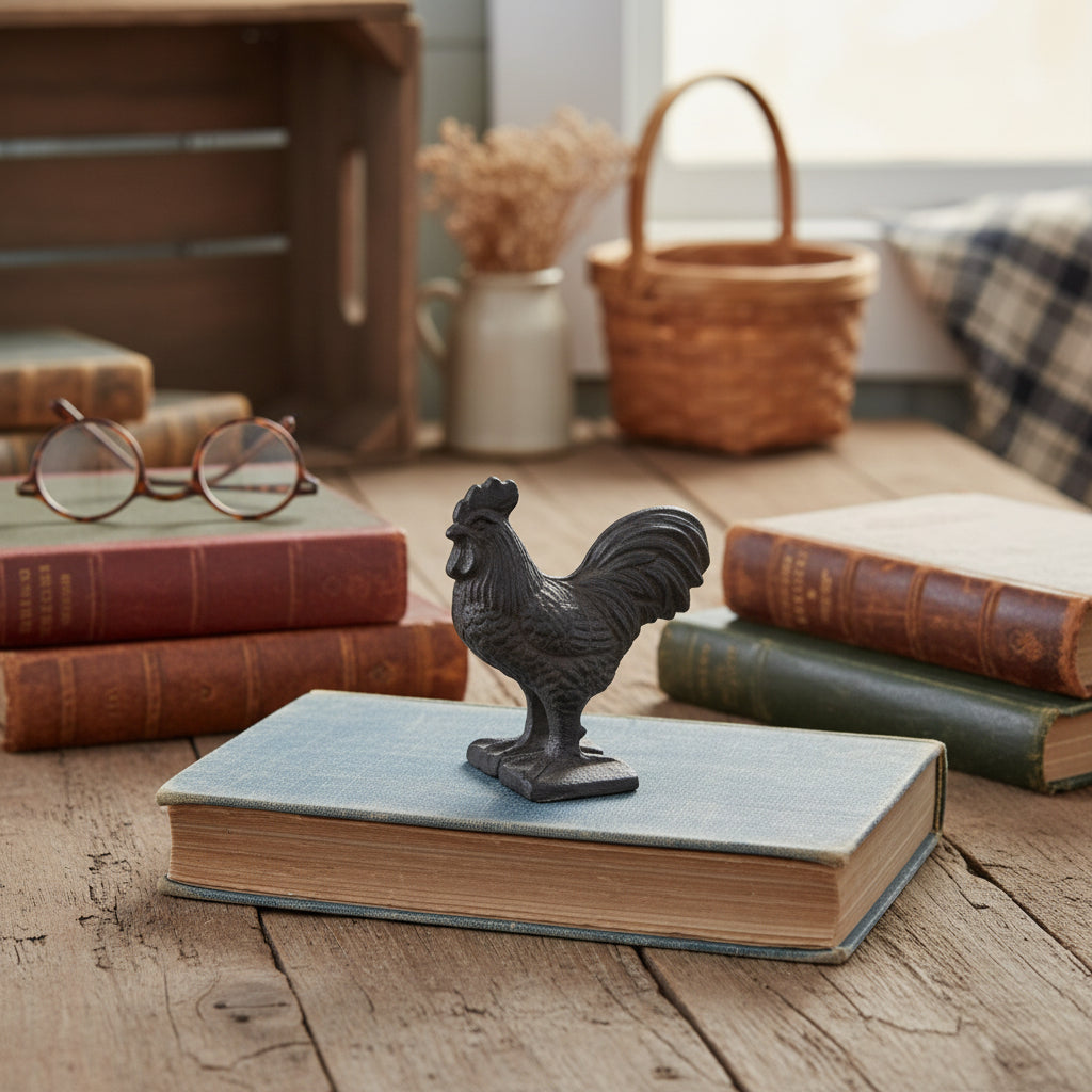 Primitive Country Brown Cast iron Rooster 3.5" - The Primitive Pineapple Collection