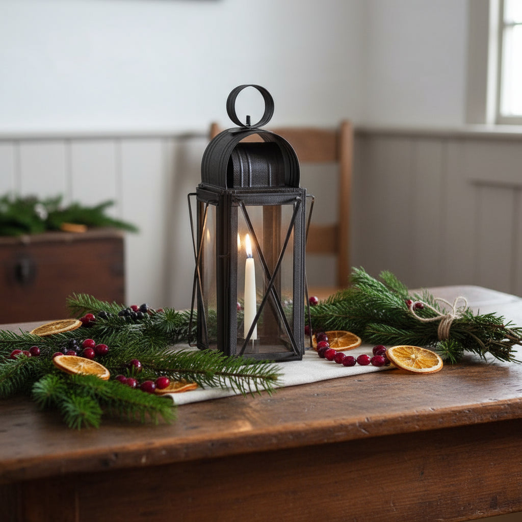 Primitive Farmhouse Milkhouse Taper Candle Lantern 17" - The Primitive Pineapple Collection