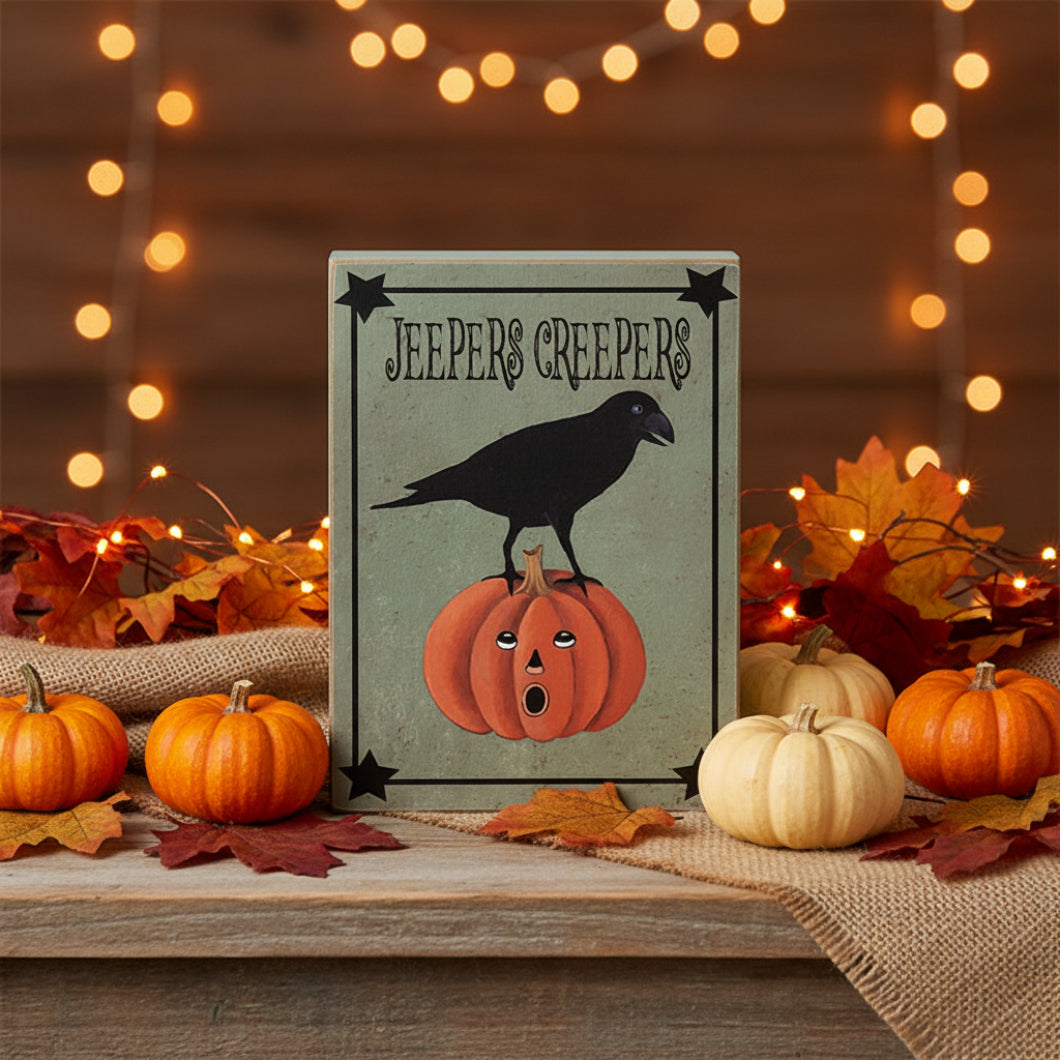 Primitive Halloween Happy Jack Vintage Look Box Sign Shelf Sitter 2 Designs
