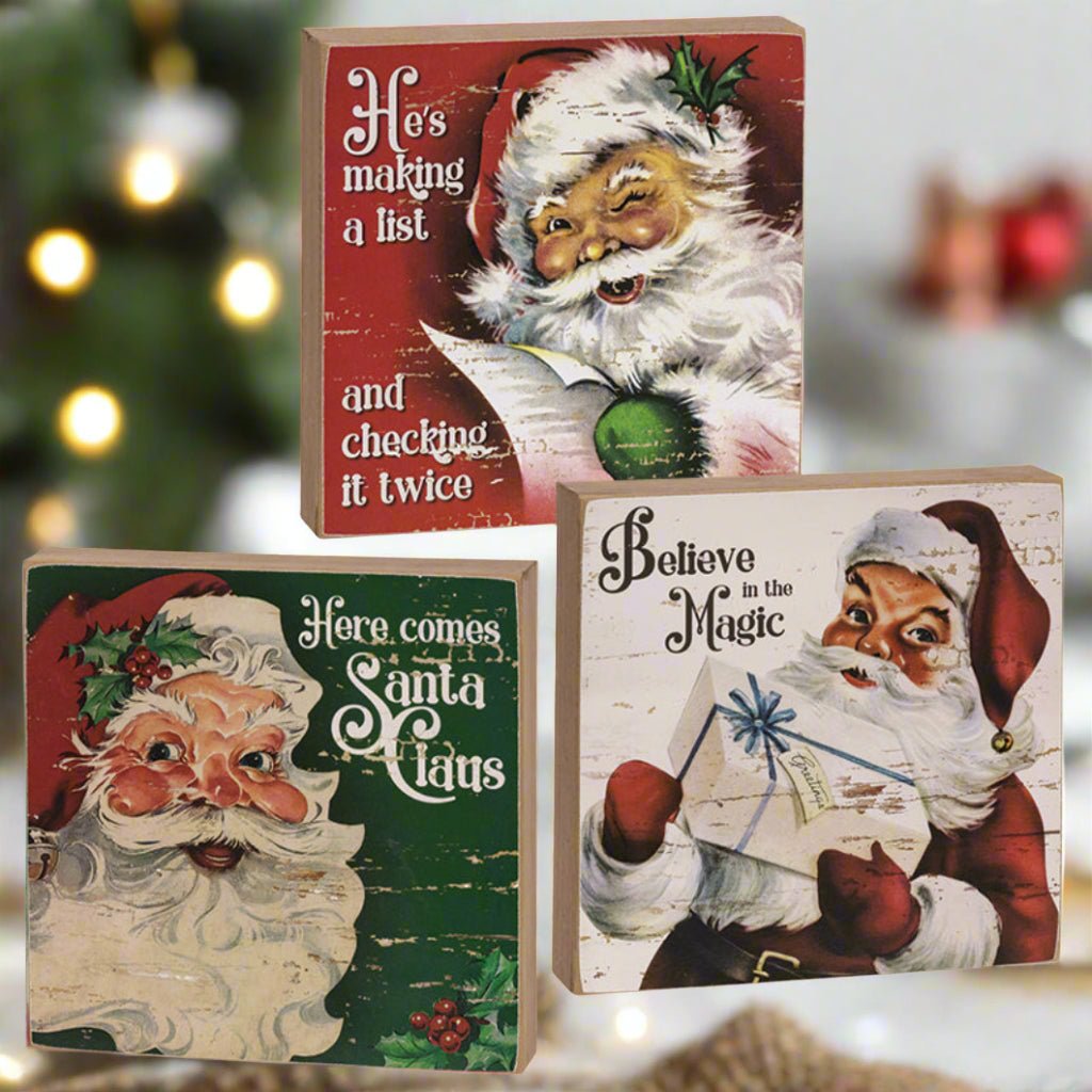 Primitive Christmas Believe in the Magic Vintage Santa Box Sign - The Primitive Pineapple Collection