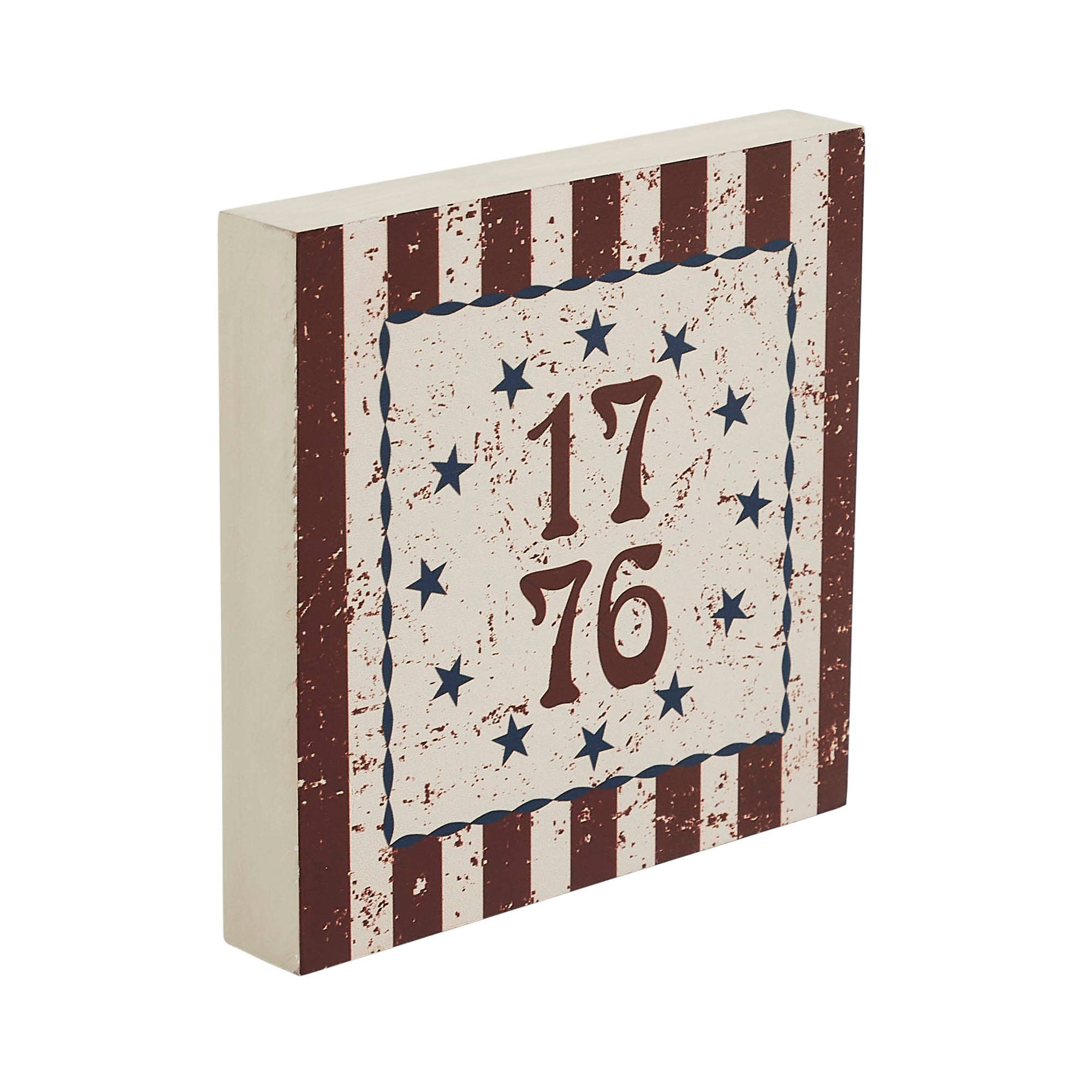 Patriotic 1776 Block Sign – Americana Stars & Stripes 6x6 - The Primitive Pineapple Collection