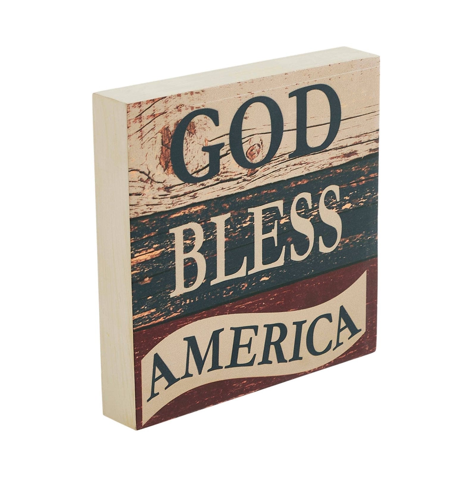 God Bless America Rustic Block Sign 6x6 - The Primitive Pineapple Collection
