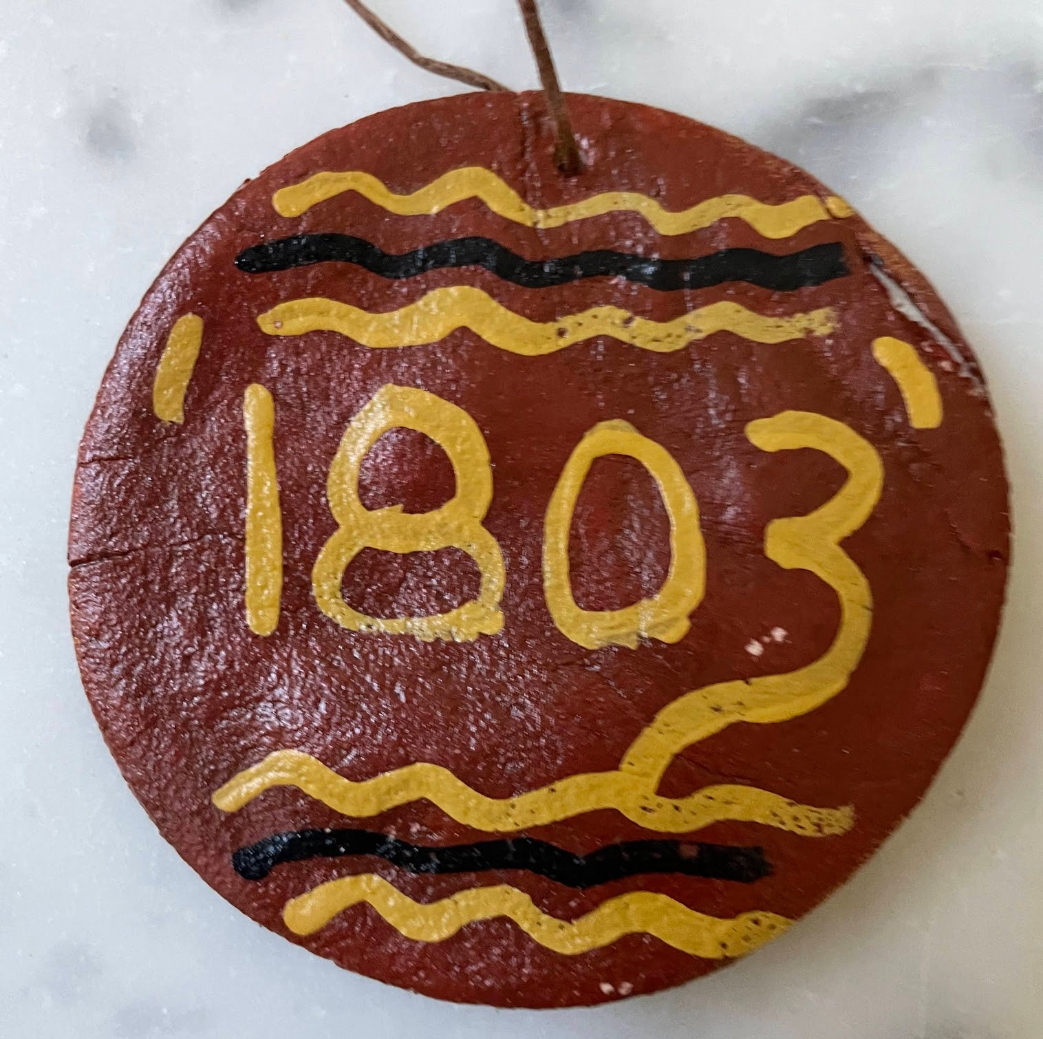 Primitive Christmas Handmade Dough 3" Redware Style Painted Ornaments