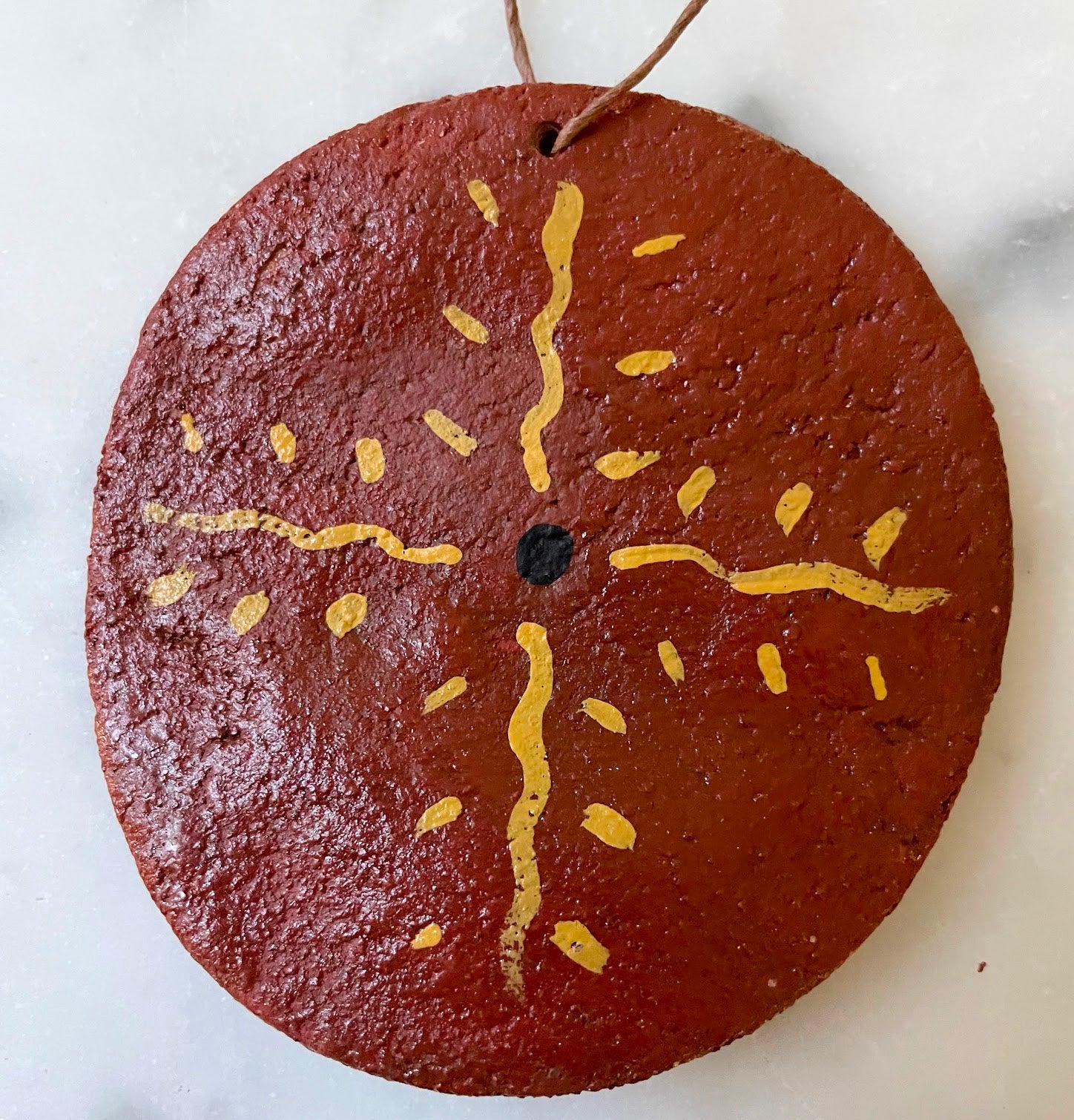 Primitive Christmas Handmade Dough 3" Redware Style Painted Ornaments