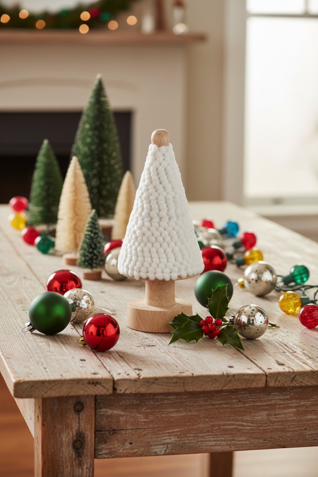 Farmhouse Pom Pom Ribbon Tree Spool 6Mm/5Yd White Cotton Christmas - The Primitive Pineapple Collection