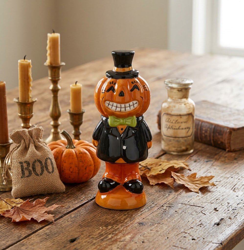 Folk Art Halloween 6.25 Inch Retro Look Black Cat /JOL Figurine 3 Styles - The Primitive Pineapple Collection