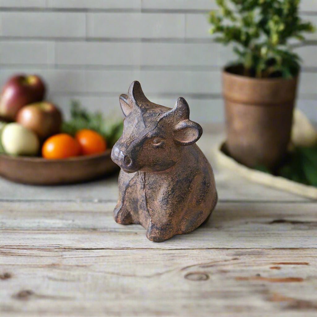 Primitive Farmhouse Rustic Cast Iron Bull 4.5" - The Primitive Pineapple Collection