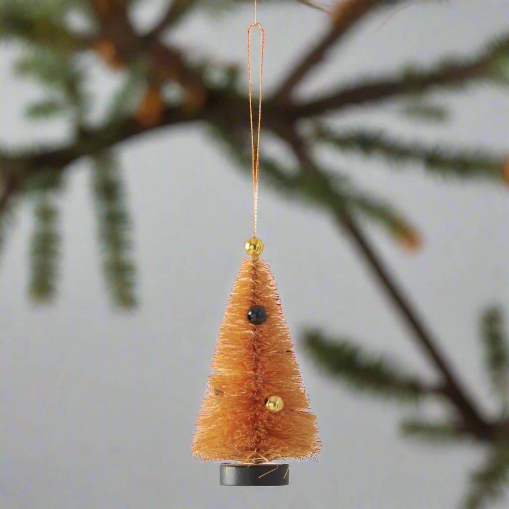 Primitive Halloween Retro Look 4" Bottle Brush Tree Ornament 2 Styles - The Primitive Pineapple Collection
