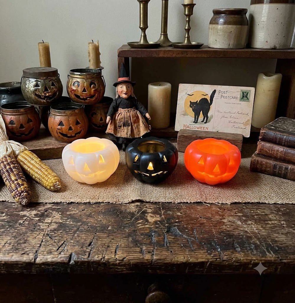 Fall Halloween 5" LED Short Jack O Lantern Candle w/ Timer - The Primitive Pineapple Collection
