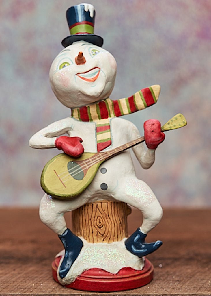 Primitive Folk Art ESC and Company Christmas Strumming Snowman 43021 RETIRED - The Primitive Pineapple Collection
