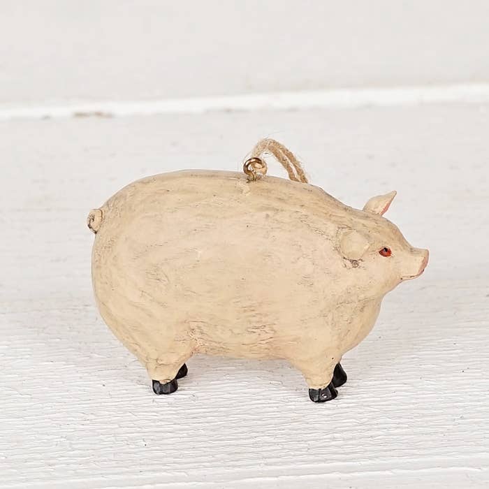 Primitive Farmhouse Farm Pig Ornament 3.25" - The Primitive Pineapple Collection
