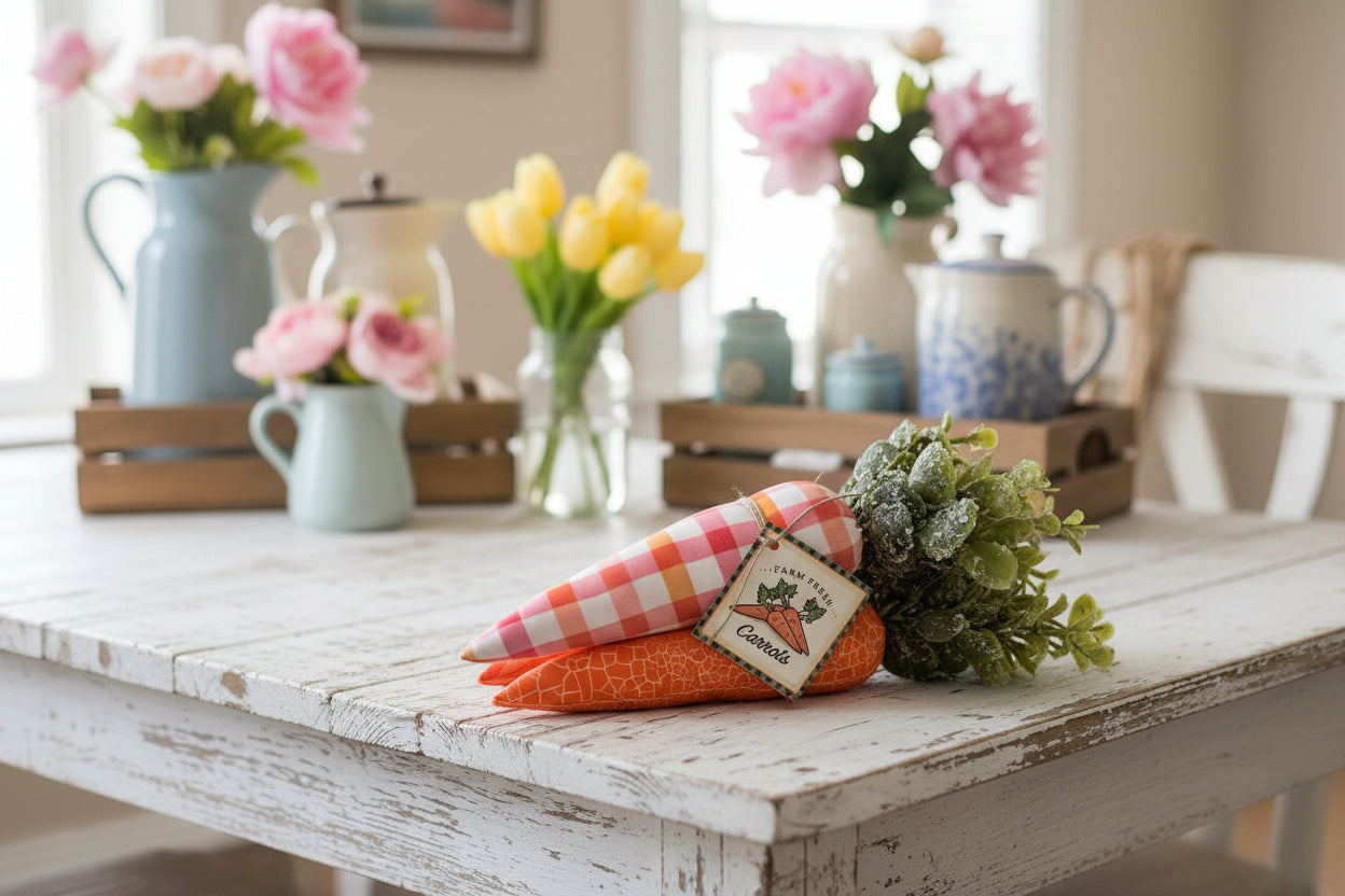 Primitives Handcrafted 3 pc Fabric Rustic Carrots 8" Easter/Spring - The Primitive Pineapple Collection